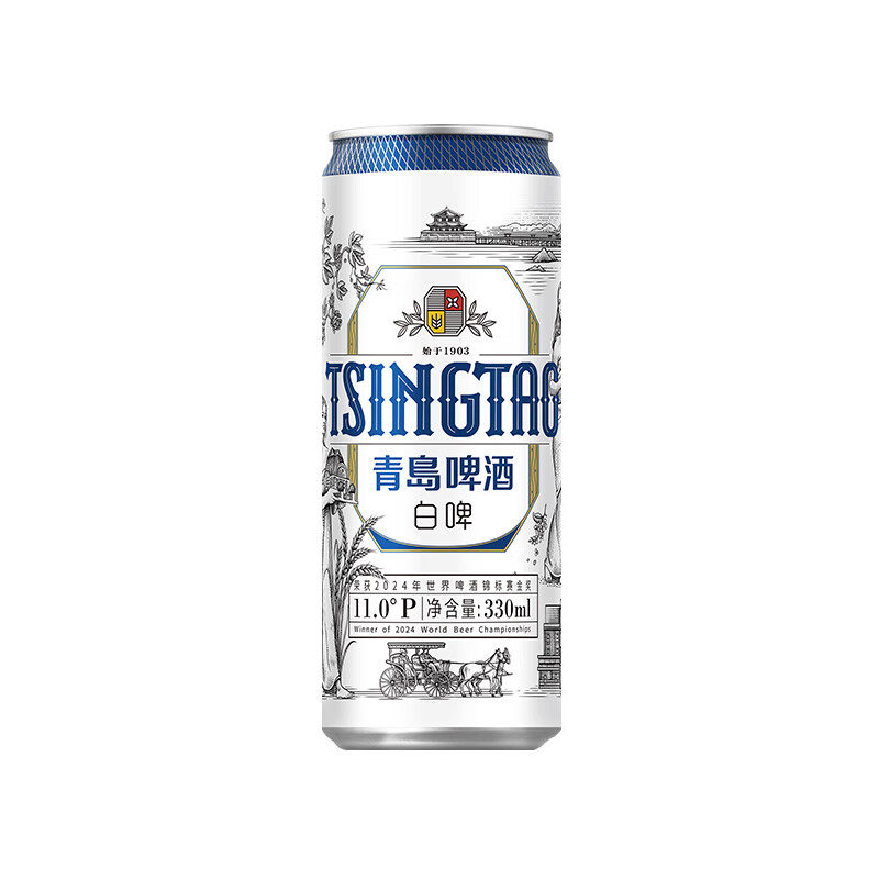 青岛啤酒全麦白啤11度330ml*6罐