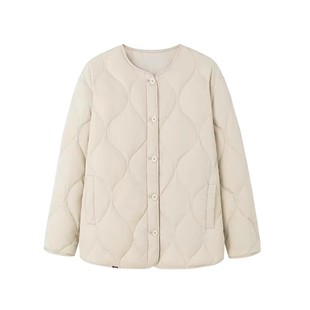 羽绒服女冬季新款时尚保暖便携式白色内胆感菱格轻薄短款圆领外套