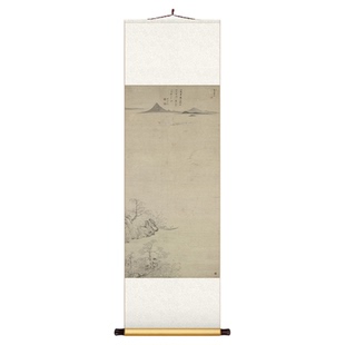 文伯仁四万山水图中式丝绸卷轴画客厅茶室禅意装饰画玄关走廊挂画