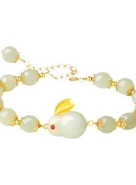 女925纯银玉兔子手饰本命年时尚