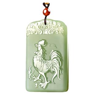 新疆和田玉青玉十二生肖属鸡吊坠男本命年玉石玉坠女天然项链玉牌