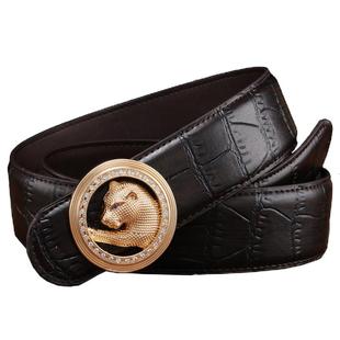 【天天特价】史蒂芬皮匠男士真皮皮带 豹子头平滑扣鸟头 虎头裤带