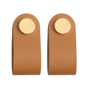 北欧头层真牛皮拉手衣柜门橱柜子榻榻米抽屉防撞把手简约黄铜皮质