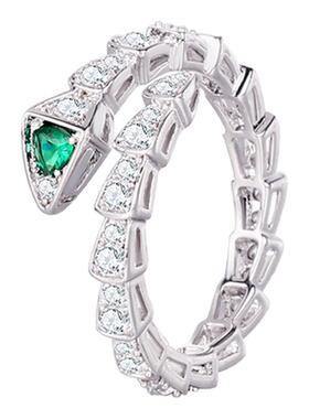 闪钻灵蛇形开口可调节戒指女