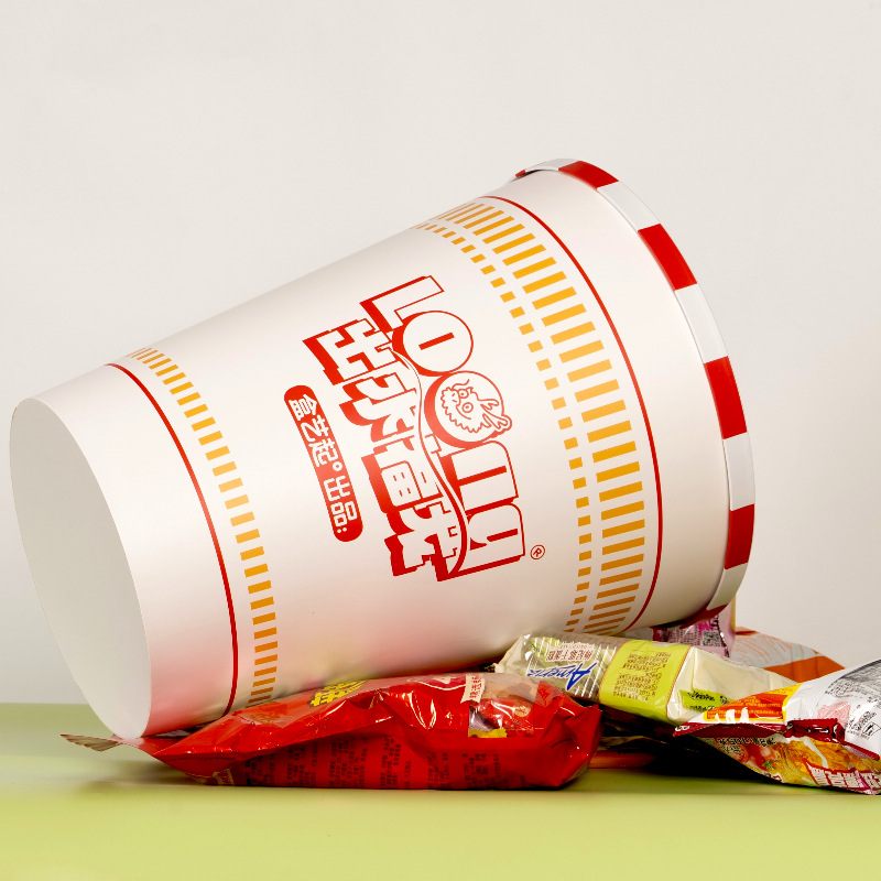 彩色印花超大容量纸桶超泡面全家桶盖商桶包装带LOGO零食活动定制