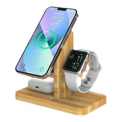 竹木三合一磁吸无线充