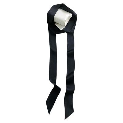 黑色脖子小长条包包编发细丝带