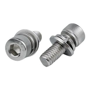 内六角圆柱头机螺钉平弹垫组合-滚花杯头DIN912组合螺钉304不锈钢