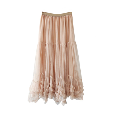 度假风蛋糕裙法式大摆网纱半身裙