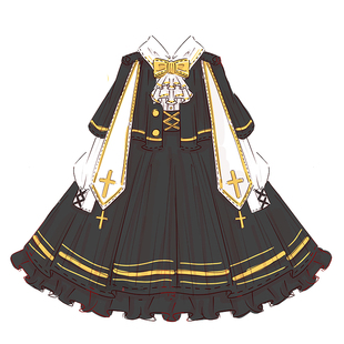 尾款 荧鲤之森 唱诗班lolita军lo学院风sk长款cla系洛丽塔连衣裙