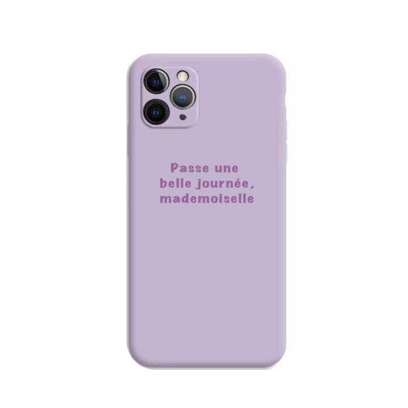 Modemoiselle“做自己就很美” “拥有美好一天” 法语文字手机壳 原创设计 粉色紫色手机壳 全包软壳