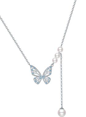 周六福项链女蝴蝶结链坠S925银高级感轻奢小众送女友节日礼物