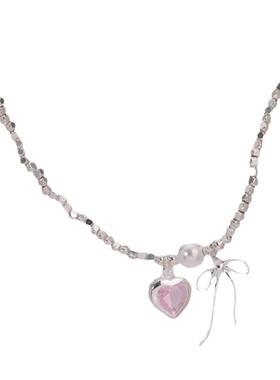 蝴蝶结仿碎银珍珠项链女2025新款