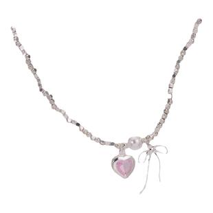 蝴蝶结仿碎银珍珠项链女款2025新款爆款颈链轻奢小众锁骨链高级感