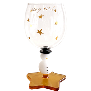 click雪人&星星高脚红酒杯创意香槟鸡尾酒玻璃杯圣诞新年礼物礼盒
