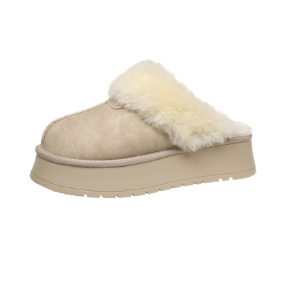 5CM厚底增高！加绒雪地棉拖鞋女