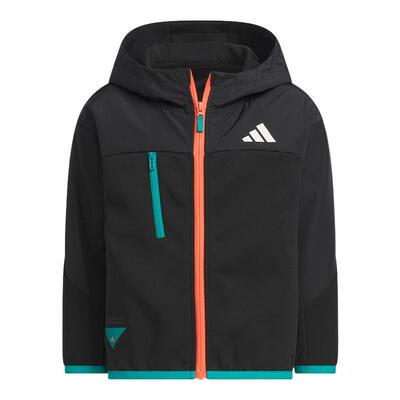 adidas阿迪达斯男小童拼色百搭潮流连帽外套秋新款针织夹克KF4950