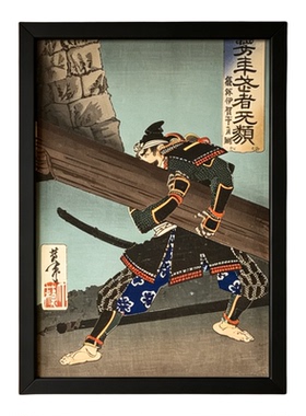 日式浮世绘武士挂画新中式居酒屋日料店墙面装饰画复古版画壁画