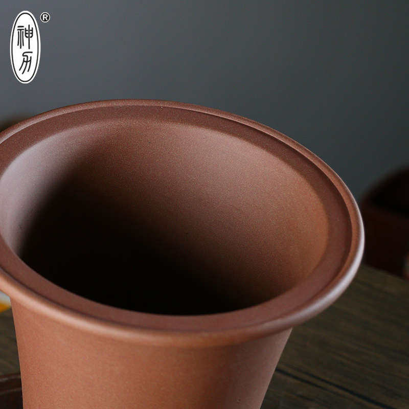 神力陶瓷原矿紫砂花盆手工刻绘花盆 出汗泥兰花花盆 绿植盆景花盆