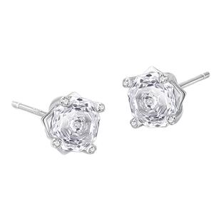 iSTONE/石头记玫瑰切白水晶耳环简约百搭轻奢高级感纯银耳钉耳饰