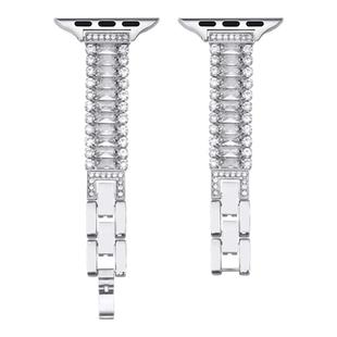 宣人「海蓝之谜」适用苹果手表表带applewatch表带金属仿钻表带iwatchs11/10/9/8/7se23代细款表带女手链