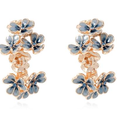 shes茜子原创梵高鸢尾花朵耳环手工滴油气质耳坠耳钉精致耳饰品