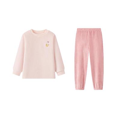 笛莎儿童法兰绒加厚短毛绒家居服套装冬季女童新款圆领套头睡衣