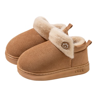 毛毛绒雪地靴女士秋冬季2025新款包跟保暖家居室内厚底防滑棉拖鞋