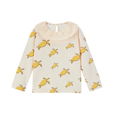 Milkbarn儿童荷叶边领长袖上衣