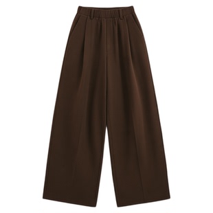 女童休闲长裤秋冬新款弯刀直筒阔腿裤纯棉长袖前短后长卫衣两件套