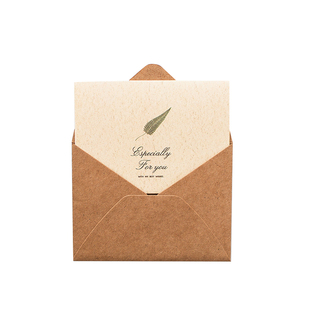 创意可爱复古牛皮简约植物花卉贺卡ins风高级感新年情人节学生生日留言祝福感谢卡手写空白情侣diy感恩小卡片