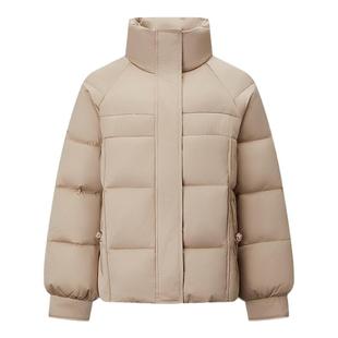 千仞岗2025秋冬新款短款羽绒服复古缎面气质优雅女款保暖简约外套