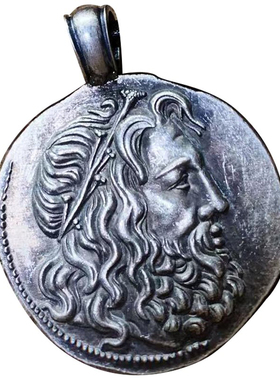 海神波塞冬银币吊坠双鱼座毛衣链