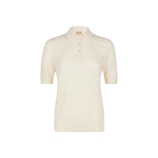 【季末折扣】FALCONERI女士时尚修身短袖纹理T恤POLO衫DMM490C