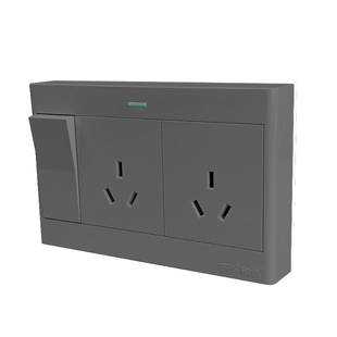 锦迈明装一开六孔单双控开关插座大功率16安三孔超薄空调墙壁插座