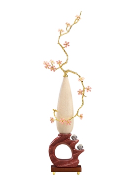 新中式轻奢花瓶摆件金属花枝客厅玄关展示柜细长高档家居装饰乔迁