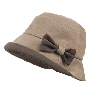 英伦复古渔夫帽子女秋冬季盆帽优雅洋气妈妈帽百搭显脸小卷边礼帽