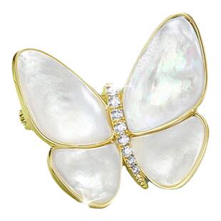 破茧成蝶晚舟同款天然贝母锆石蝴蝶胸针贝壳高档气质黄铜配饰别针