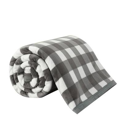 无印良品牛奶绒格子盖毯沙发毯