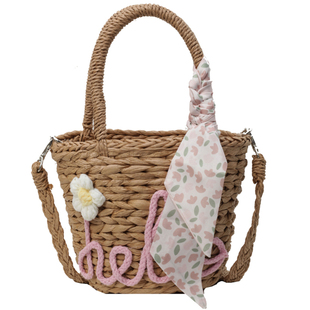 水桶包包女士2025新款潮手工编织手拎包单肩斜挎包沙滩度假草编包