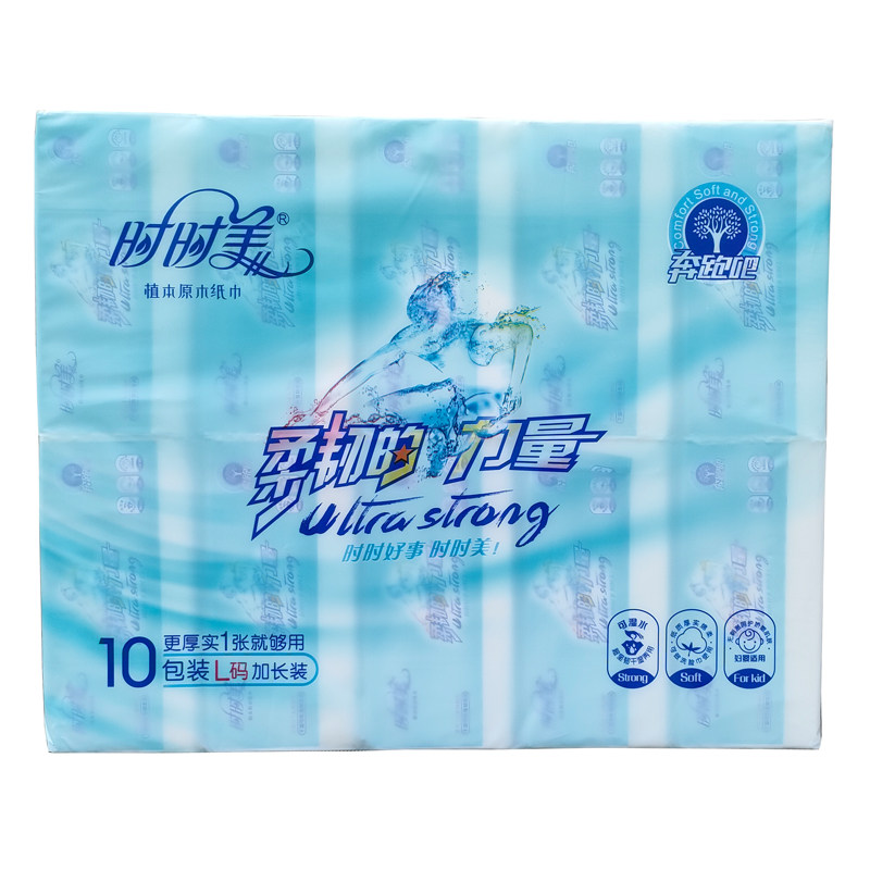 时时美奔跑480张10包L码抽纸可湿水面巾纸原生木浆家用餐巾纸纸巾