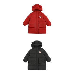 幼悠女童杜邦三防安安贴布绣标长款保暖棉服冬季小熊耳朵连帽外套