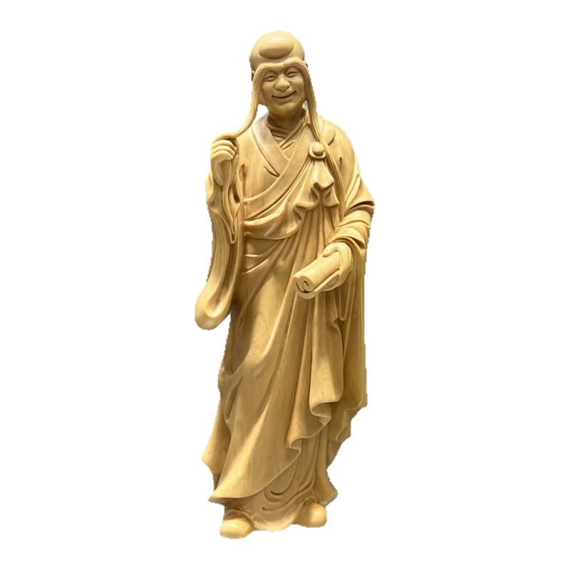 小叶黄杨木精雕长眉罗汉实木摆件