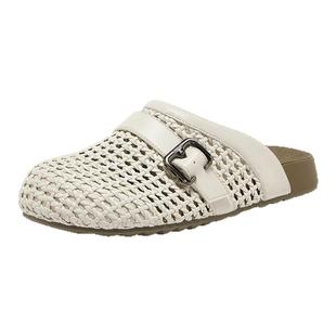 Bata编织勃肯鞋女商场新款英伦舒适厚底通勤一脚蹬T5001BH5