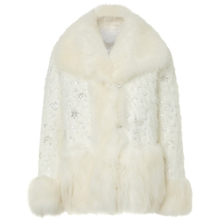 【奥莱】MAXRIENY轻奢廓形外套狐狸毛皮草女