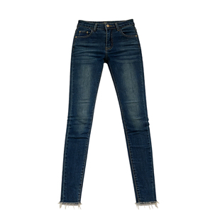 李李服饰加绒蝴蝶结少女小脚裤女2025冬季高腰翘臀显瘦铅笔牛仔裤