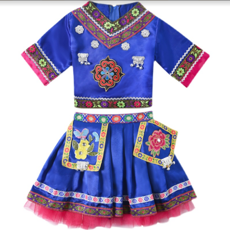 云南少数民族服装儿童苗家服女童彝族舞蹈演出服壮族土家族表演服
