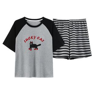 夏季睡衣女款带胸垫纯棉短袖短裤可爱卡通少女学生宿舍夏天家居服