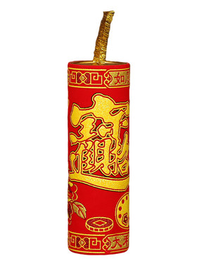 新年福字红色珐琅鞭炮摆件