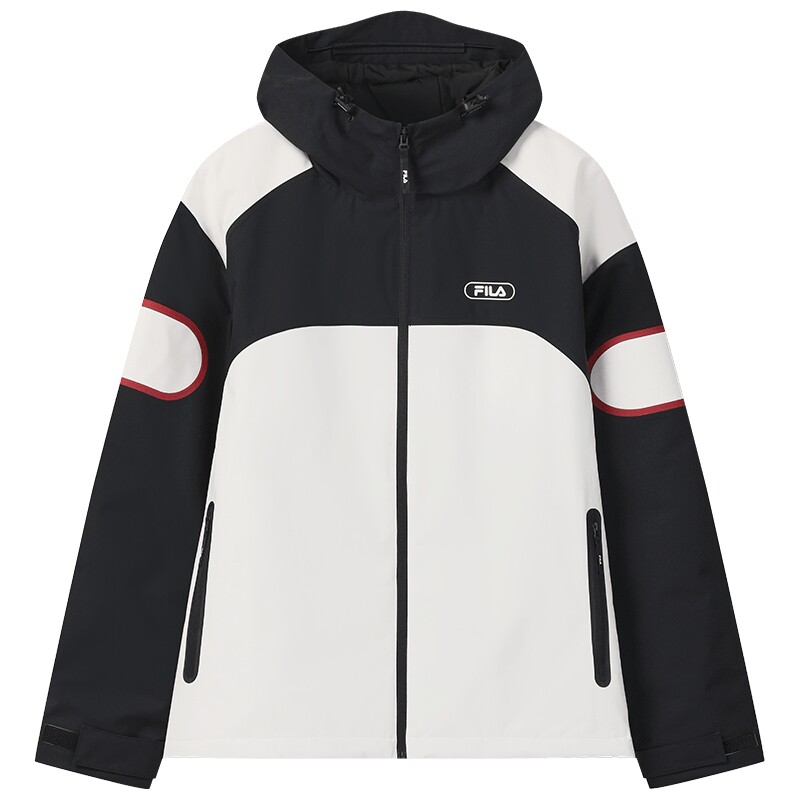 FILA 斐乐官方男士棉服2025冬新款时尚休闲宽松拼色保暖连帽外套